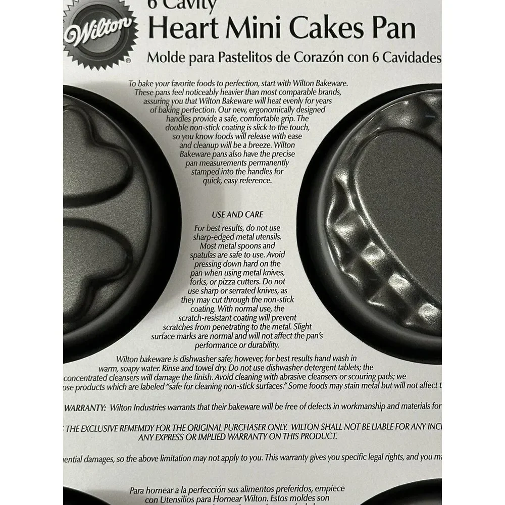 Wilton 6 Cavity Heart Mini Cakes Pan Nonstick Baking Muffin‎ Mold Bakeware New